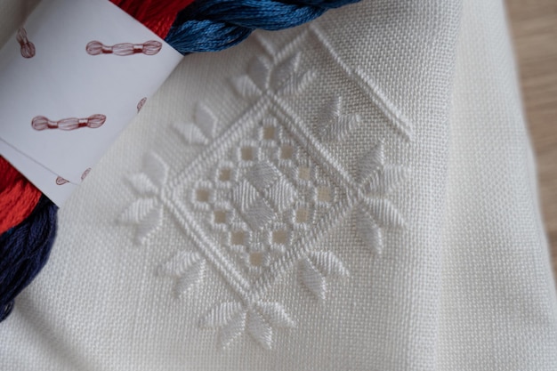haft na tkaninie, detal nici